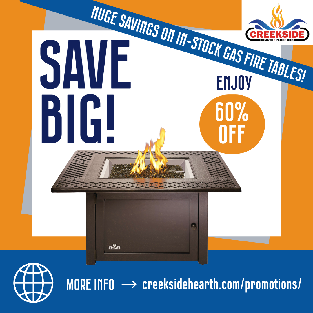 Creekside December 2023 – Save on gas fire tables